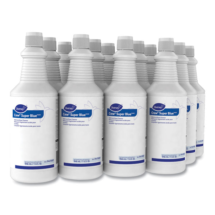 Crew Super Blue Mild Acid Bowl Cleaner, Citrus Scent, 32 oz Squeeze Bottle, 12/Carton
