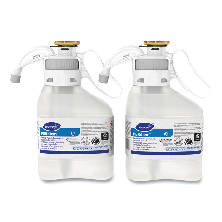 PERdiem Concentrated General Cleaner with Hydrogen Peroxide, Fragrance-Free, 1.4 L SmartDose, 2/Carton