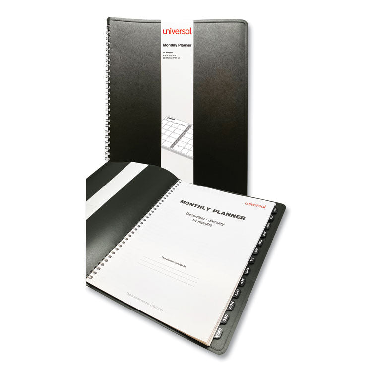 Monthly Planner, 11 x 8, Black Cover, 14-Month: Dec 2025 to Jan 2027