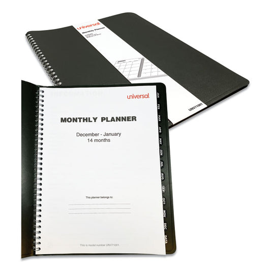 Monthly Planner, 11 x 8, Black Cover, 14-Month: Dec 2025 to Jan 2027