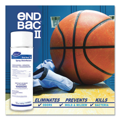 End Bac II Spray Disinfectant, Fresh Scent, 15 oz Aerosol Spray, 12/Carton