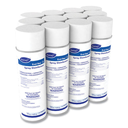 End Bac II Spray Disinfectant, Fresh Scent, 15 oz Aerosol Spray, 12/Carton