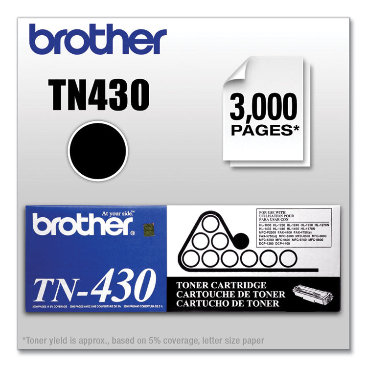 TN430 Toner, 3,000 Page-Yield, Black