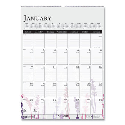 Recycled Wild Flower Wall Calendar, Wild Flowers Artwork, 12 x 16.5, White/Multicolor Sheets, 12-Month (Jan to Dec): 2026