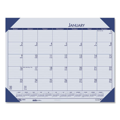 EcoTones Recycled Monthly Desk Pad Calendar, 22 x 17, Ocean Blue Sheets/Corners, Black Binding, 12-Month (Jan-Dec): 2026