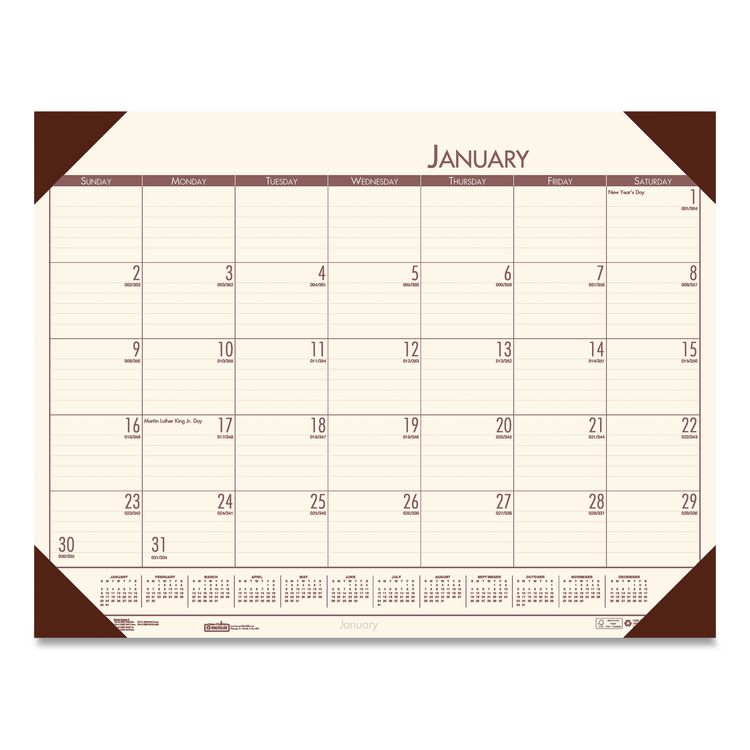 EcoTones Recycled Monthly Desk Pad Calendar, 22 x 17, Moonlight Cream Sheets, Brown Corners, 12-Month (Jan to Dec): 2026