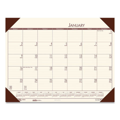 EcoTones Recycled Monthly Desk Pad Calendar, 22 x 17, Moonlight Cream Sheets, Brown Corners, 12-Month (Jan to Dec): 2026