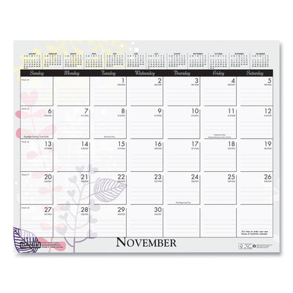 Recycled Wild Flower Wall Calendar, Wild Flowers Artwork, 15 x 12, White/Multicolor Sheets, 12-Month (Jan to Dec): 2026