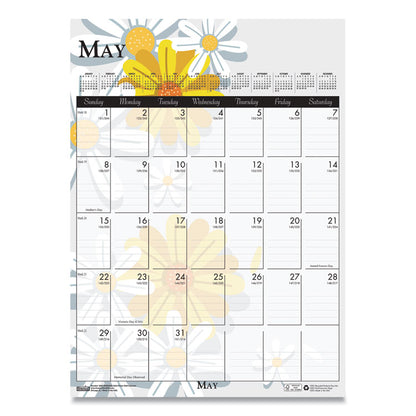 Recycled Wild Flower Wall Calendar, Wild Flowers Artwork, 12 x 16.5, White/Multicolor Sheets, 12-Month (Jan to Dec): 2026