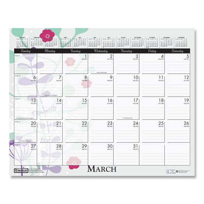 Recycled Wild Flower Wall Calendar, Wild Flowers Artwork, 15 x 12, White/Multicolor Sheets, 12-Month (Jan to Dec): 2026