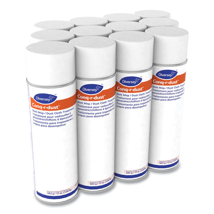 Conq-r-Dust Dust Mop/Dust Cloth Treatment, Amine Scent, 17 oz Aerosol Spray, 12/Carton