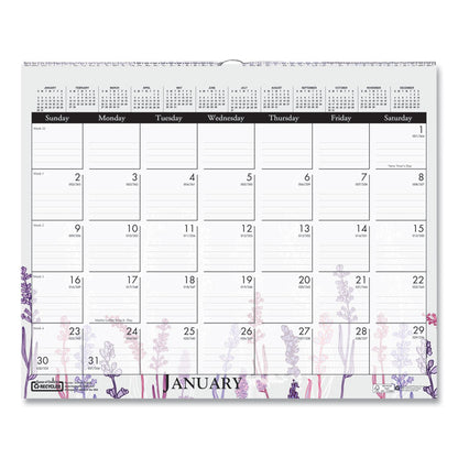 Recycled Wild Flower Wall Calendar, Wild Flowers Artwork, 15 x 12, White/Multicolor Sheets, 12-Month (Jan to Dec): 2026