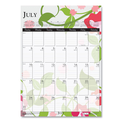 Recycled Wild Flower Wall Calendar, Wild Flowers Artwork, 12 x 16.5, White/Multicolor Sheets, 12-Month (Jan to Dec): 2026