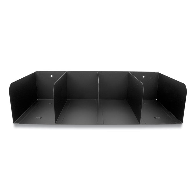 Cash Handling Organizer Bins, 4 Compartments, 16" x 8" x 4", Black