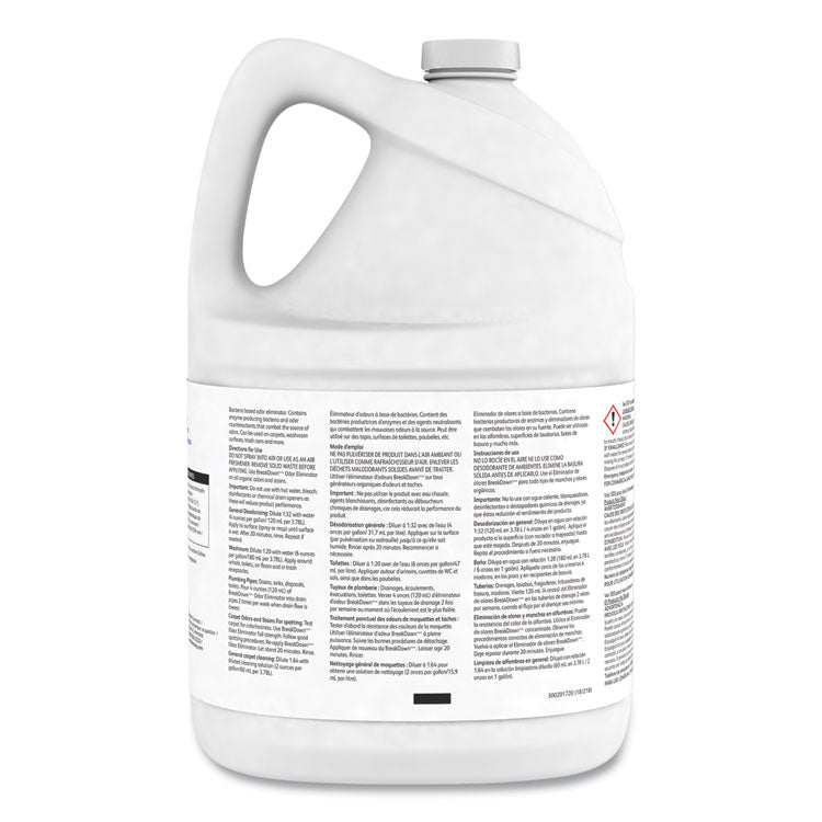 Breakdown Odor Eliminator, Cherry Almond, Liquid, 1 gal Bottle, 4/Carton