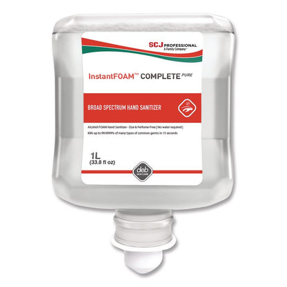 InstantFOAM COMPLETE PURE Alcohol Hand Sanitizer, 1 L Refill, Fragrance-Free, 6/Carton