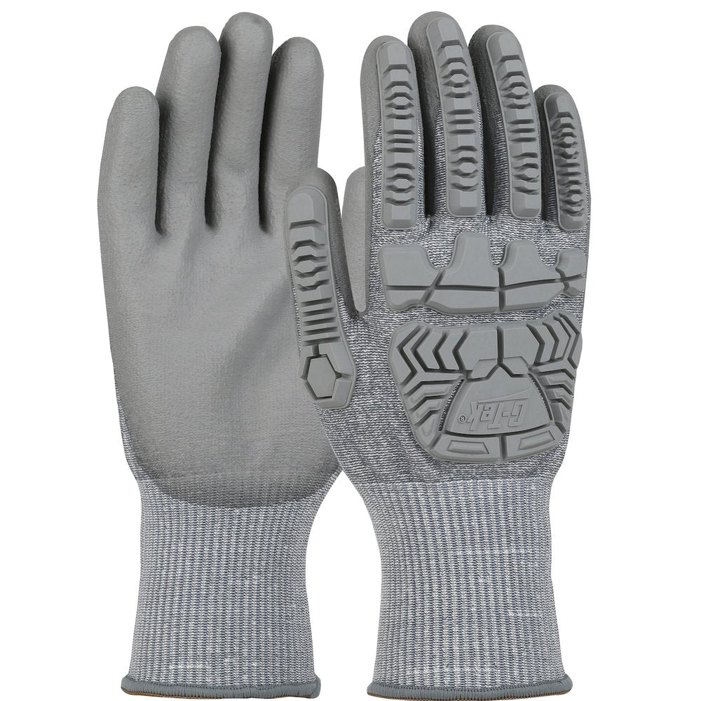 G-Tek by PIP Knit Hppe Glove Impact Prot. Polyure. P/F 2XL, 12 Pairs/Pack