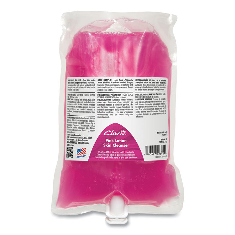 Pink Lotion Skin Cleanser Refill, Clean Bouquet Scent, 1,000 mL, 6/Carton