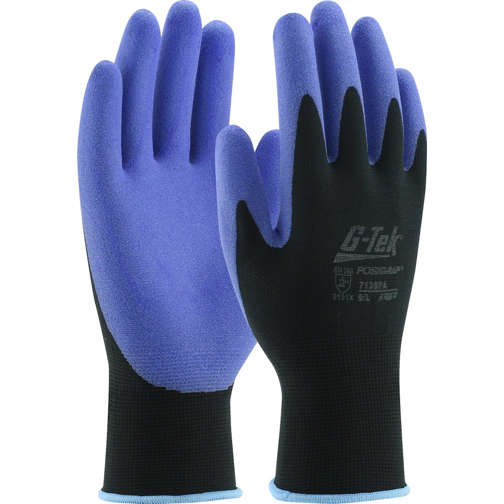 PIP Blue PVC Palm Coat ON Black 15 Gauge NY, 144 Pairs/Case