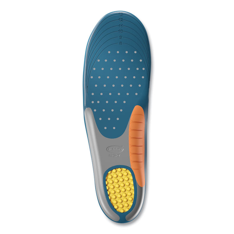 Pain Relief Orthotic Heavy Duty Support Insoles, Men, Men's Sizes 8 to 14, Gray/Blue/Orange/Yellow, Pair