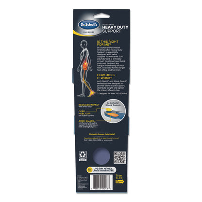 Pain Relief Orthotic Heavy Duty Support Insoles, Men, Men's Sizes 8 to 14, Gray/Blue/Orange/Yellow, Pair