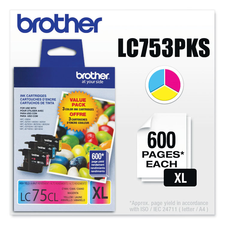 LC753PKS Innobella High-Yield Ink, 600 Page-Yield, Cyan/Magenta/Yellow