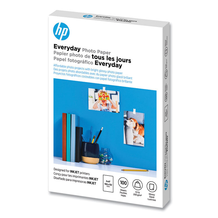 Everyday Glossy Photo Paper, 8 mil, 4 x 6, Glossy White, 100/Pack