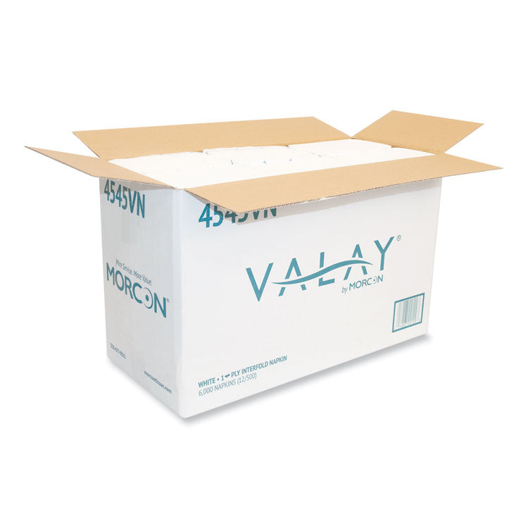 Valay Interfolded Napkins, 1-Ply, White, 6.5 x 8.25, 6,000/Carton