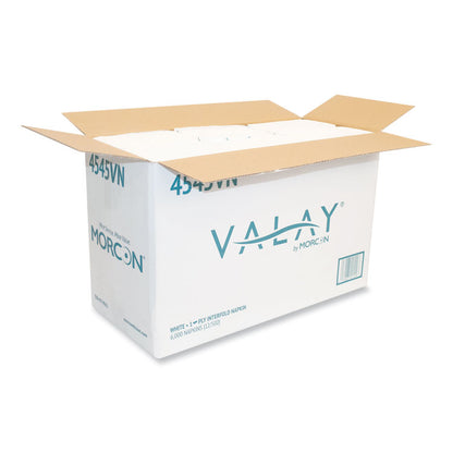 Valay Interfolded Napkins, 1-Ply, White, 6.5 x 8.25, 6,000/Carton