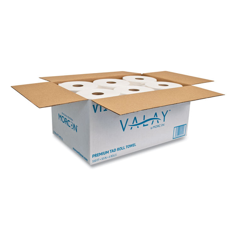 10 Inch TAD Roll Towels, 1-Ply, 10" x 550 ft, White, 6 Rolls/Carton