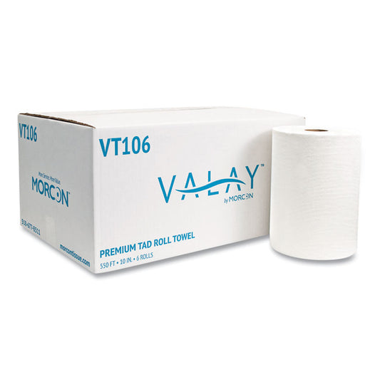 10 Inch TAD Roll Towels, 1-Ply, 10" x 550 ft, White, 6 Rolls/Carton