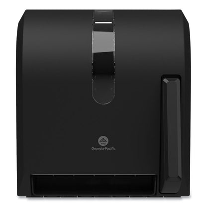 Hygienic Push-Paddle Roll Towel Dispenser, 13 x 10 x 14.4, Black