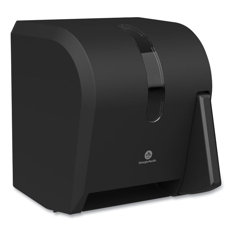 Hygienic Push-Paddle Roll Towel Dispenser, 13 x 10 x 14.4, Black
