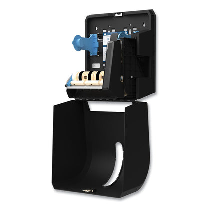 Hygienic Push-Paddle Roll Towel Dispenser, 13 x 10 x 14.4, Black