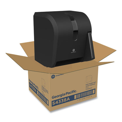 Hygienic Push-Paddle Roll Towel Dispenser, 13 x 10 x 14.4, Black