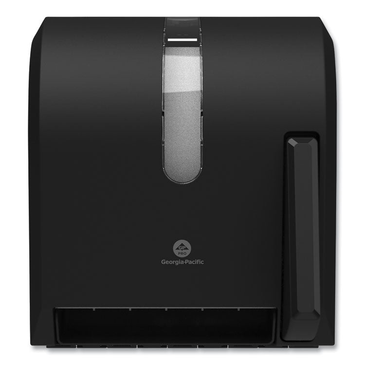 Hygienic Push-Paddle Roll Towel Dispenser, 13 x 10 x 14.4, Black