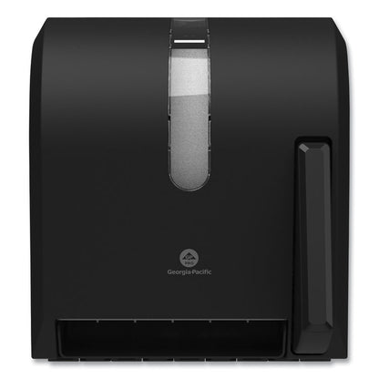 Hygienic Push-Paddle Roll Towel Dispenser, 13 x 10 x 14.4, Black