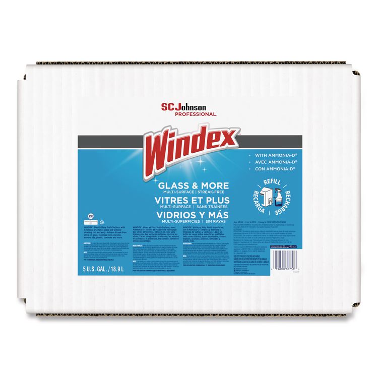 Glass Cleaner with Ammonia-D, Unscented, 5 gal Bag-in-Box Dispenser