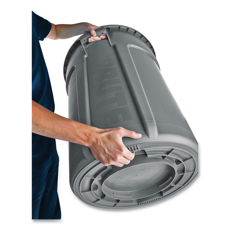 Vented Round Brute Container, 44 gal., Plastic, Gray
