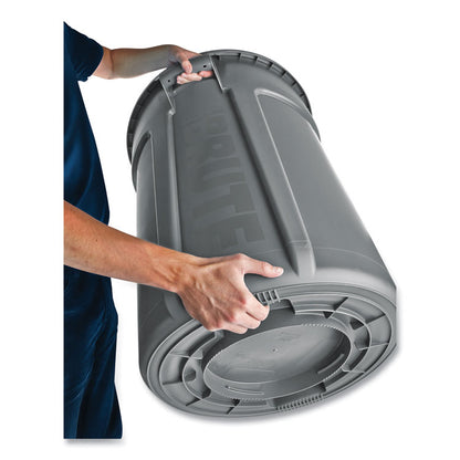 Vented Round Brute Container, 44 gal., Plastic, Gray