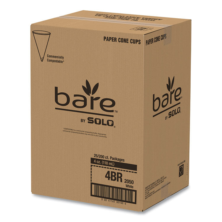 Paper Cone Water Cups, 4 oz, White, 200/Carton