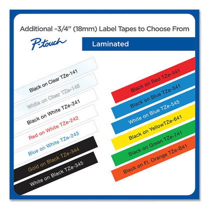 TZe Standard Adhesive Laminated Labeling Tape, 0.7" x 26.2 ft, Black on White, 2/Pack