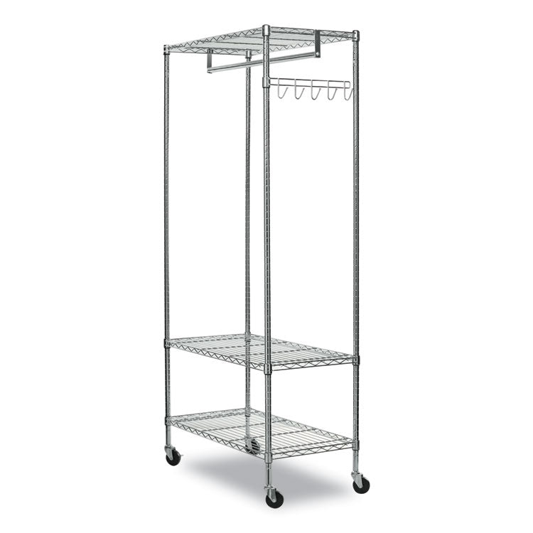 Wire Shelving Garment Rack, 40 Garments, 48w x 18d x 75h, Silver
