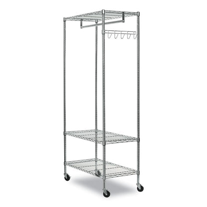 Wire Shelving Garment Rack, 40 Garments, 48w x 18d x 75h, Silver