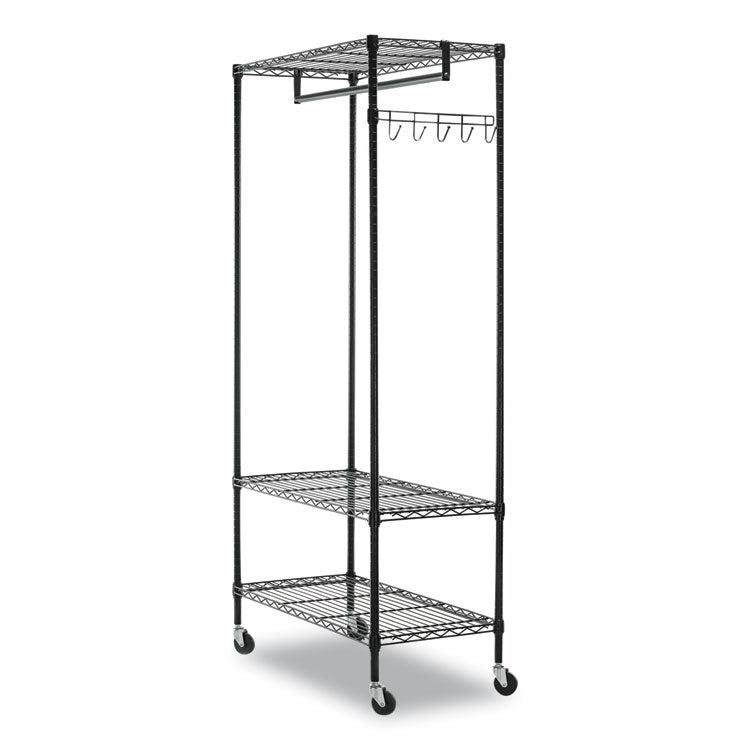 Wire Shelving Garment Rack, 40 Garments, 48w x 18d x 75h, Black