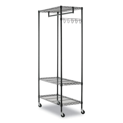 Wire Shelving Garment Rack, 40 Garments, 48w x 18d x 75h, Black