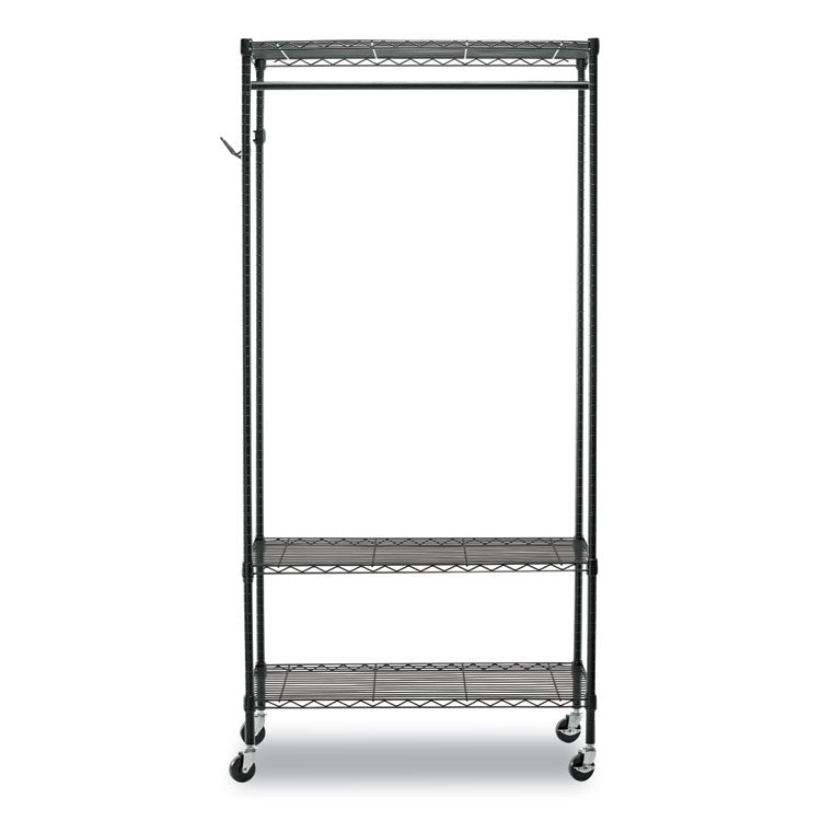 Wire Shelving Garment Rack, 40 Garments, 48w x 18d x 75h, Black
