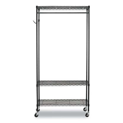 Wire Shelving Garment Rack, 40 Garments, 48w x 18d x 75h, Black