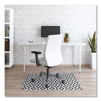 FashionMat Chair Mat for Flat Pile Carpeted and Hard Floors, Rectangular, Straight Edges, 35" x 40", White/Black