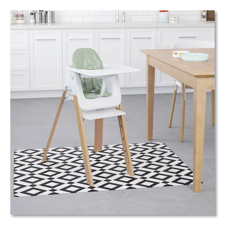 FashionMat Chair Mat for Flat Pile Carpeted and Hard Floors, Rectangular, Straight Edges, 35" x 40", White/Black